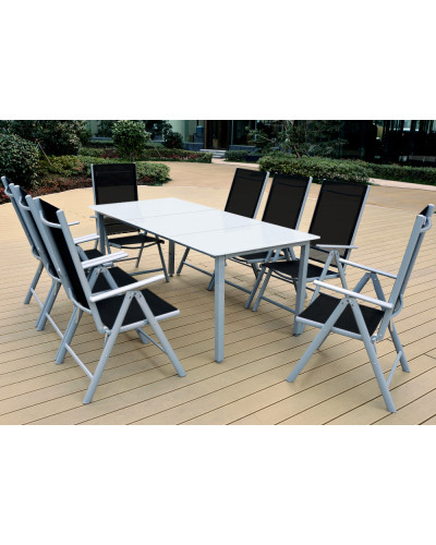 Gartenmöbel Set Alu 9-tlg. 8 Personen Sitzgruppe Bern